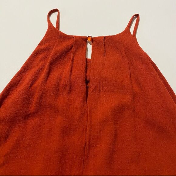 THML Orange Embroidered Hem Pleated Halter Boho Mini Dress Women's Size XS - Picture 4 of 15